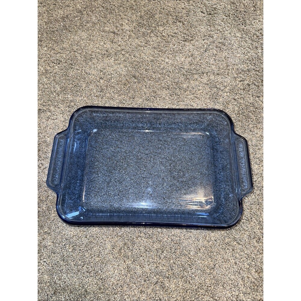 Cobalt Blue Casserole Dish Anchor Hocking 8x11” Bake Glass Pan Brownies